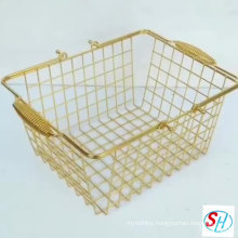 Multifunctional Storage Organizer Diversified Wire Storage Basket Mesh Shopping Storage Baskets(gold)